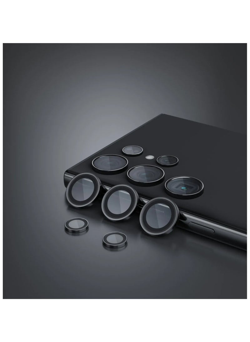 LEVELO Samsung S24 Ultra Quint Camera Lens / Lens Protector / Camera protector / Titanium Alloy / Anti Reflection Coating / Smooth Application / Crystal-Clear Optics / Anti- Fingerprint / Scratch Resistant / 9H Hardness - Black  - Image 2