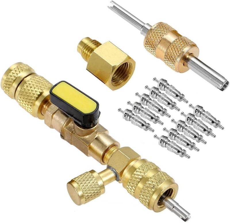 OSHIMA Valve Core Remover Repair Tools Valve Core Installer Tool Removal Tool 10-Pack Valve Cores Dapt to R22 R134 R410 R32 HVAC System Air Conditioner - Image 1