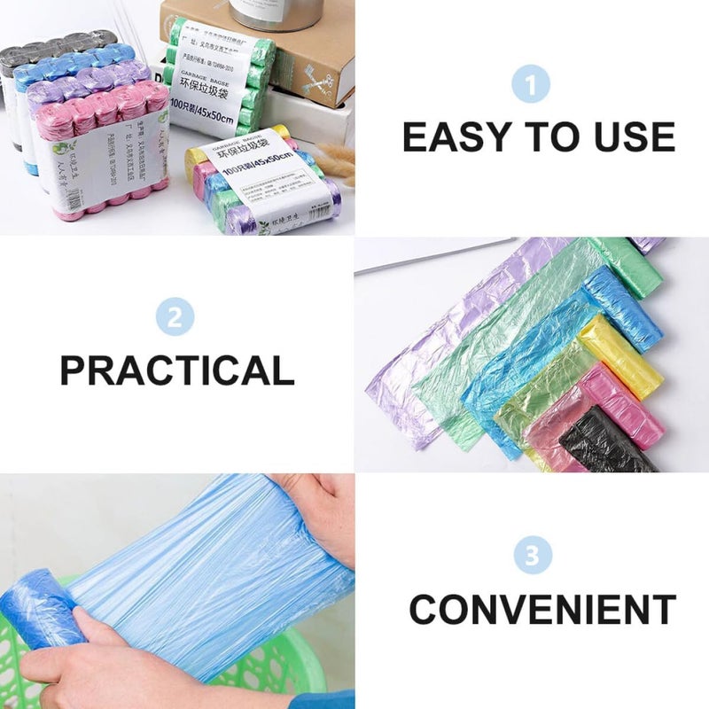 Multicolor Kitchen Trash Bags 200 Count 10 Rolls Household Garbage Bags Wastebasket Liners for Home and Office Use - Image 2