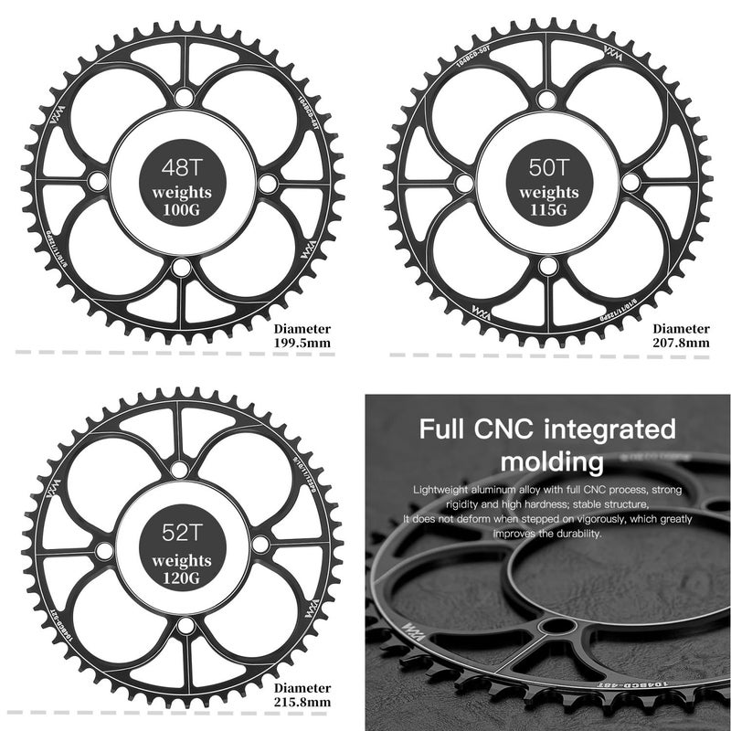 YBEKI 104BCD Chainring - CNC 7075-T6 Aluminum Narrow-Wide Round Chainwheel for MTB/Road Bikes (32-52T) | Compatible with Shimano/SRAM 8-11 Speed | Ultra-Light | Anti-Drop Design (Black, 34T) - Image 4