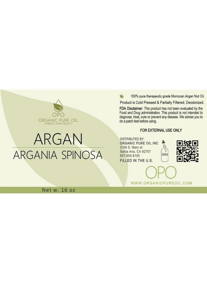 OPO Deodorized Argan Oil 16 Oz 100% Pure Morocco Partially Filtered Unscented Nongmo Vegan Bulk Carrier Oil For Skin Hair Face Body Hydrating Nourishing Soothing Diy Soaps Creams  - Image 2