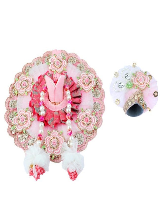 أديتري_كرييشن فستان Laddu Gopal من القماش Bhagwan Poshak of God Bal Gopal Kanha Krishna Kanhaiya Dev Vastra مع Mukut لتمثال أيدول معدني لمهرجان Janmashtami الهندي التقليدي (الحجم: - 2-4 No.Dia- 8") (وردي) - Image 1