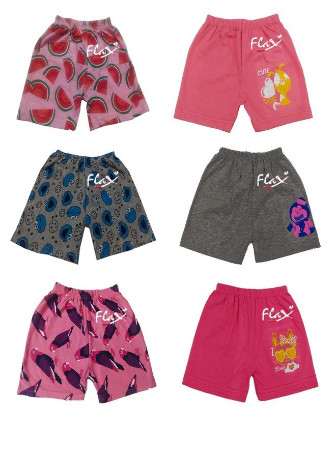FLAX Unisex Baby & Kids Shorts (Pack of 6) (18-24 Months) Multicolour - Image 1
