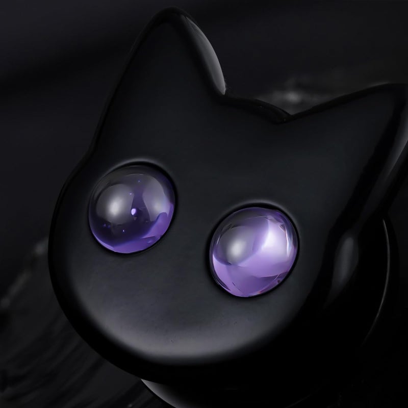 COOEAR Black Cat Ear Gauges, Unique Cartoon Ear Plugs, Stainless Steel Ear Tunnels 00g(10mm). - Image 4