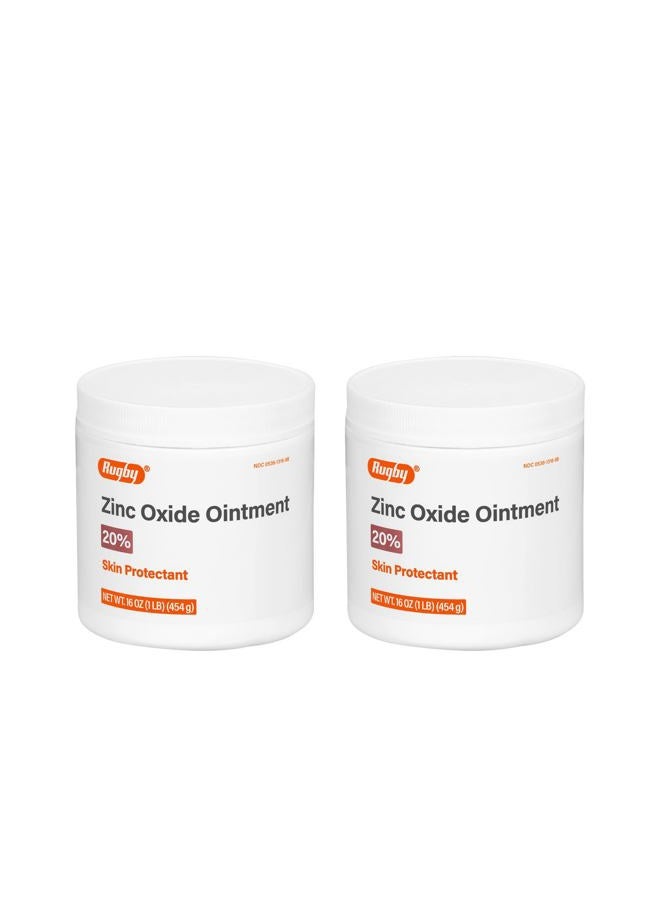 RUGBY LABORATORIES Rugby Zinc Oxide Ointment Skin Protectant - 20% - 16 Oz (1lb) (454 g) (2 Pack) - Image 1