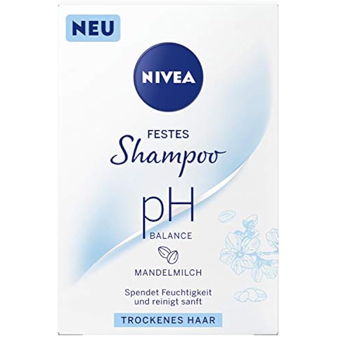 NIVEA Solid Shampoo Bar for Dry Hair, pH Balance Formula with Almond Milk, Vegan, 2.65 oz, 25-30 Washes