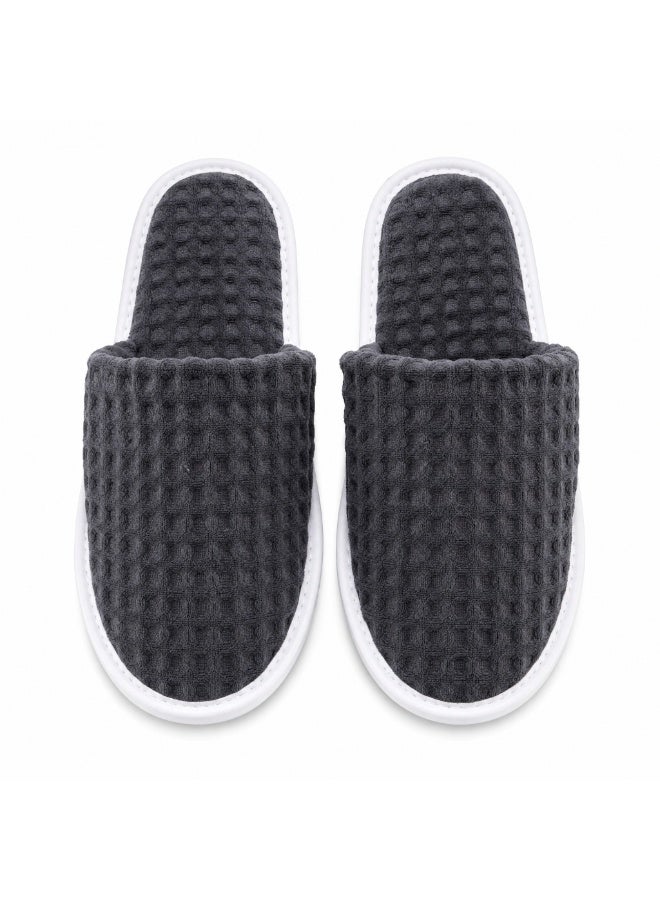 TM HOME Jacquard Hotel Slippers, Natural Cotton, Satin Finish, Soft Comfortable One Size, Premium Hotel Quality, Grey - Image 5
