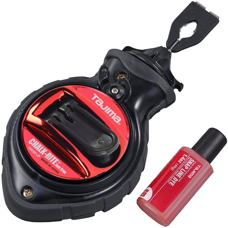 Tajima Tajima Chalk Line - Chalk-Rite Jam Free Special Edition Chalk Line with Extra Bold 1mm Snap Line & Five Gear Quick Retrieval - CR301JF-CP  - Image 1
