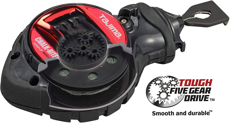 Tajima Tajima Chalk Line - Chalk-Rite Jam Free Special Edition Chalk Line with Extra Bold 1mm Snap Line & Five Gear Quick Retrieval - CR301JF-CP  - Image 2