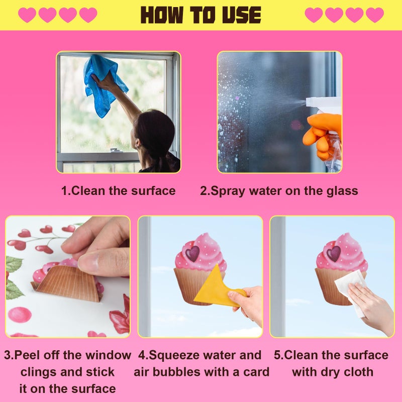 letesult 9 Sheets Valentines Day Window Clings Decorations, Valentines Pink Flower Love Stickers Double Sided Window Clings for Glass Windows, Reusable Decals Decor for Home Anniversary Wedding Party - Image 5