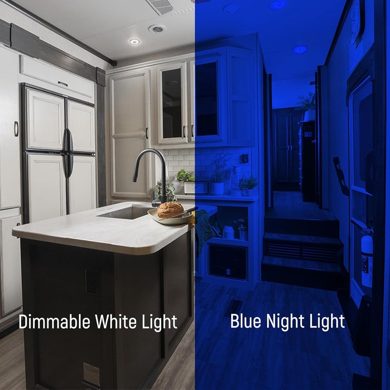 Obeaming 7.3 Inch 12 Volt LED Ceiling Dome Light, 720LM Dimmable Interior Light for RV Boat Camper Van Caravan Truck Motorhome Interior Lighting, Blue Light & Touch Switch(Cool White) - Image 3