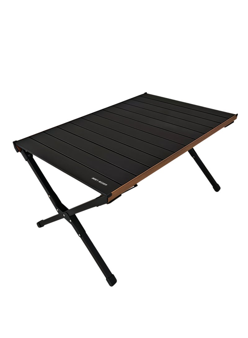 GREEN LION CAMP T3 Foldable Camping Table / Ultra Compact with 30KG Load Capacity / Easy-to-Setup with Waterproof Roll-Up Top Table / Anti-Slip Rubber Feet for Outdoor, Picnic, Backyard, BBQ & Camping- Black - Image 1