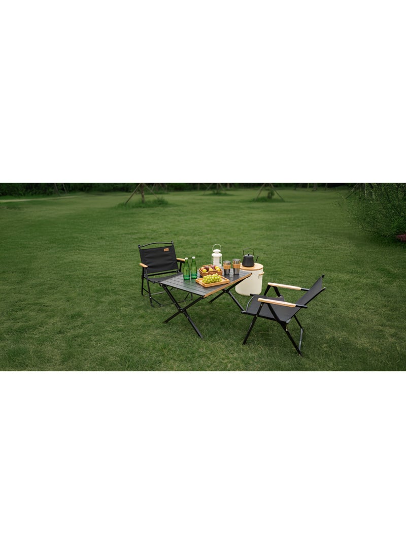 GREEN LION CAMP T3 Foldable Camping Table / Ultra Compact with 30KG Load Capacity / Easy-to-Setup with Waterproof Roll-Up Top Table / Anti-Slip Rubber Feet for Outdoor, Picnic, Backyard, BBQ & Camping- Black - Image 4