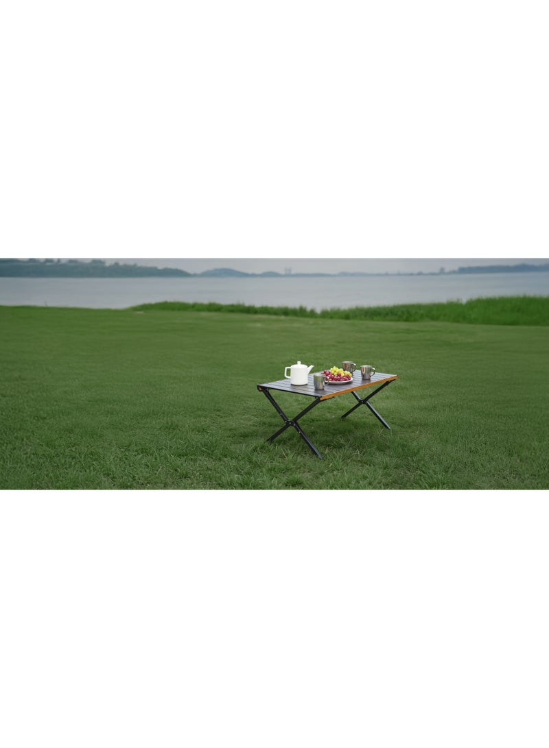 GREEN LION CAMP T3 Foldable Camping Table / Ultra Compact with 30KG Load Capacity / Easy-to-Setup with Waterproof Roll-Up Top Table / Anti-Slip Rubber Feet for Outdoor, Picnic, Backyard, BBQ & Camping- Black - Image 2