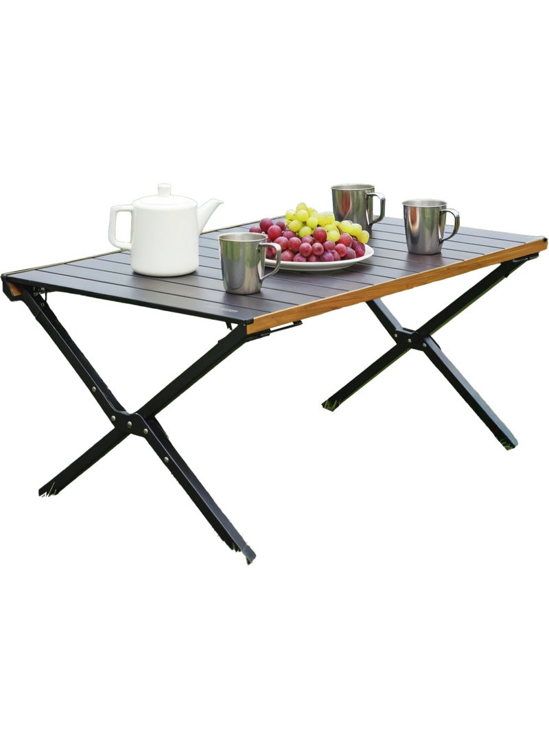 GREEN LION CAMP T3 Foldable Camping Table / Ultra Compact with 30KG Load Capacity / Easy-to-Setup with Waterproof Roll-Up Top Table / Anti-Slip Rubber Feet for Outdoor, Picnic, Backyard, BBQ & Camping- Black - Image 3