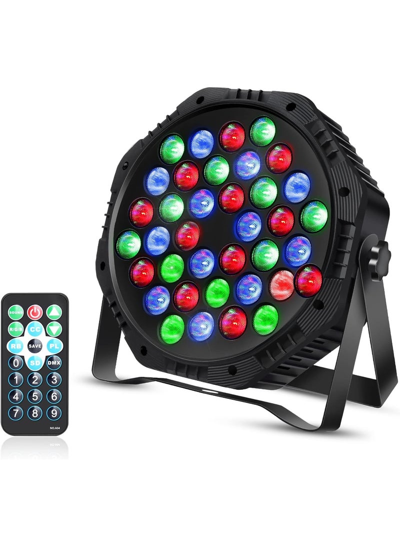 Generic DJ Par Lights, RGB 36 LED Stage Lights Sound Activated,Remote & DMX Controlled LED Uplights,7 Modes Uplighting for Dance Party Church Wedding Birthday Holiday Music Show  - Image 1
