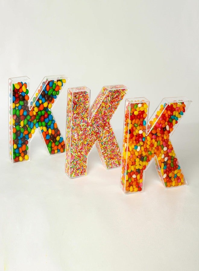 OAEUQ Fillable Alphabet Acrylic Tray Letter Candy Jar Reusable Party Food Jar with Magnetic Lid 10-Inch Sealed Decorative Box (E) - Image 3