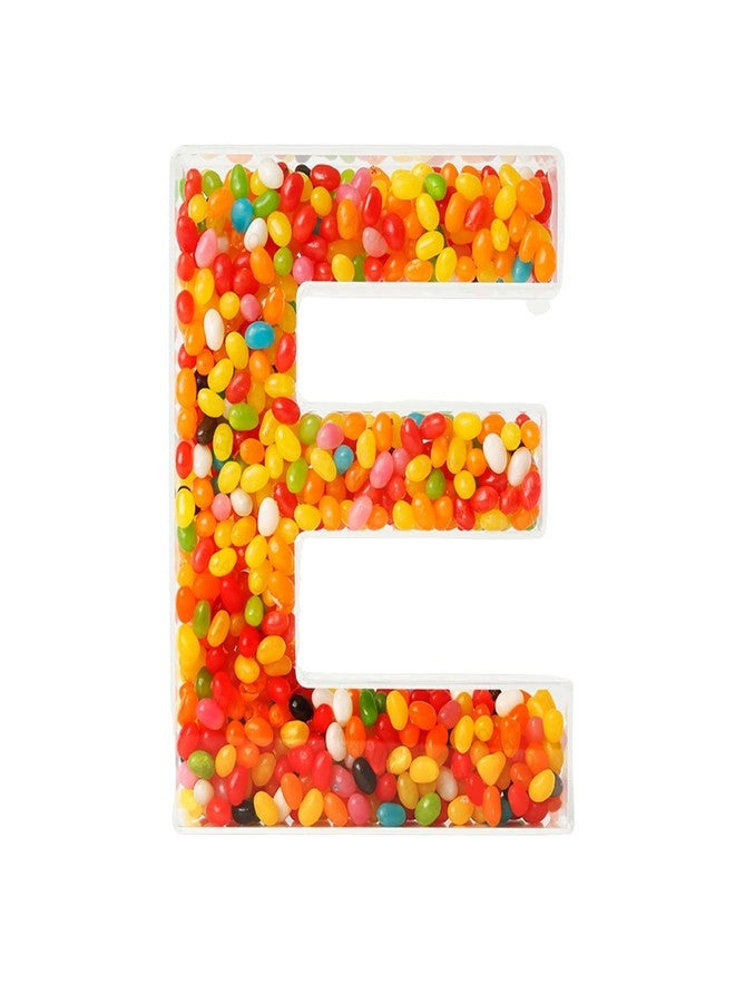 OAEUQ Fillable Alphabet Acrylic Tray Letter Candy Jar Reusable Party Food Jar with Magnetic Lid 10-Inch Sealed Decorative Box (E) - Image 1