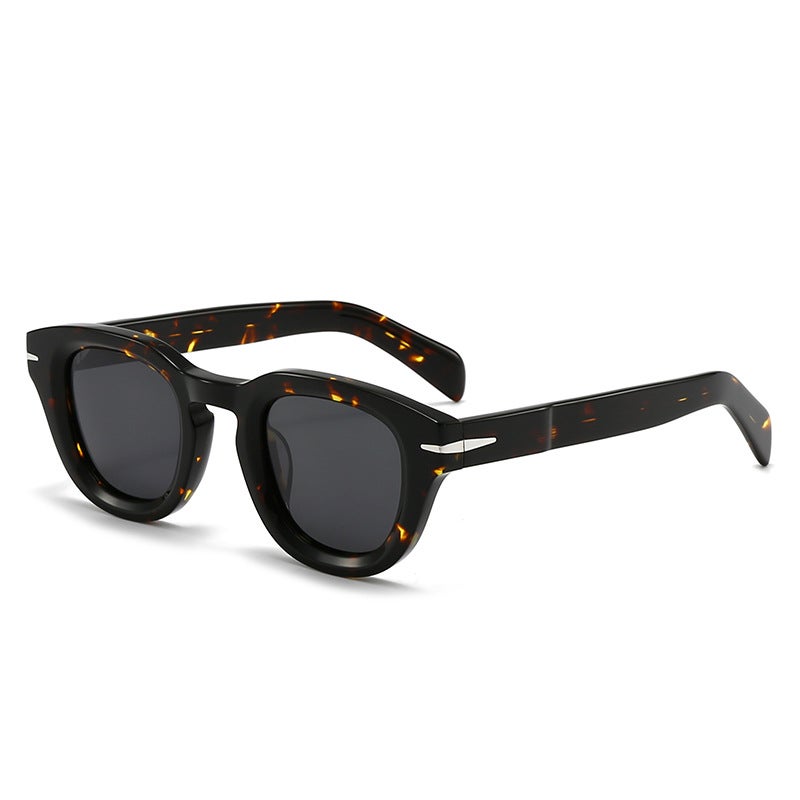 Fashion Europe and the United States cross-border trend thick plate sunglasses vintage box personality men and women fashion polarized sunglasses 2025 Bean flower frame black
