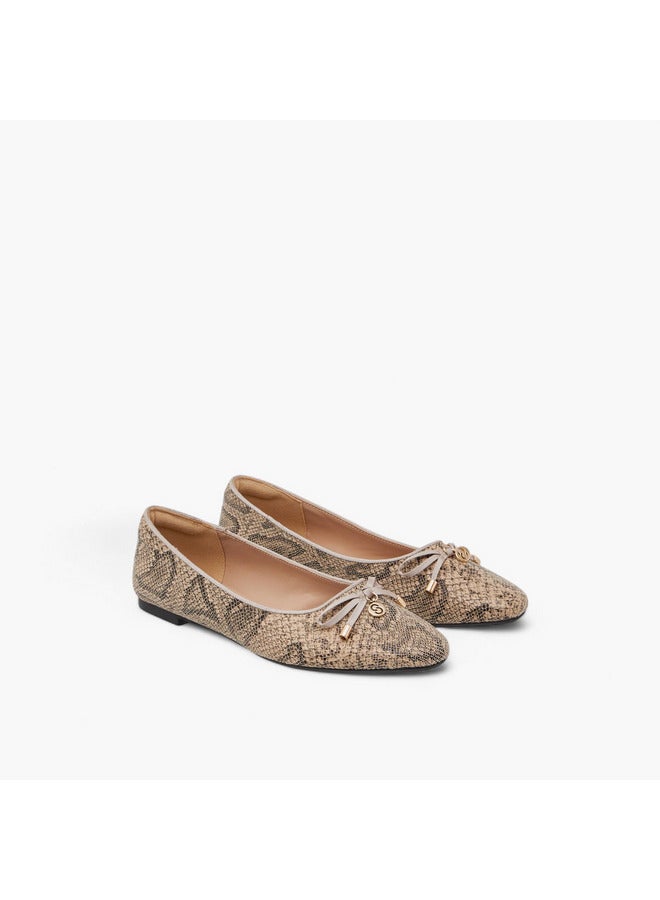 Celeste Women's Animal Print Slip-On Ballerina Shoes with Bow Accent  - Image 1