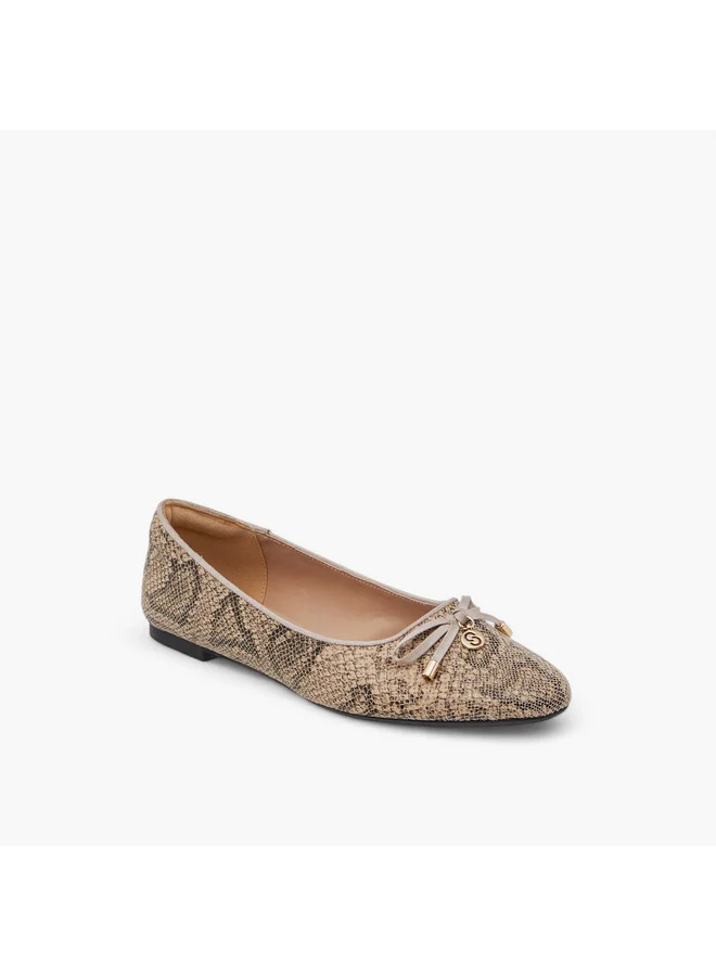 سيليست Women's Animal Print Slip-On Ballerina Shoes with Bow Accent