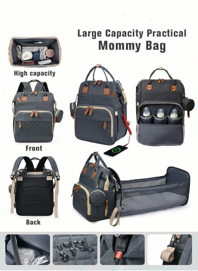 MIXDE 2023 New Style Baby Diaper Bag Backpack, Multifunction Diapers Changing Station for Boys Girls Outdoor and Travel, Infant Shower Gifts, Large Capacity USB Port  - Image 1