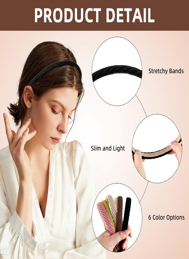 Tmtains 6 Pcs Headbands for Women Thin Knitted Headbands Fashion Non Slip Headband for Women's Hair Cute Solid Color Hair Accessories Stretchy Elastic Hairbands Boho Comfortable Bands Valentine gifts - Image 3