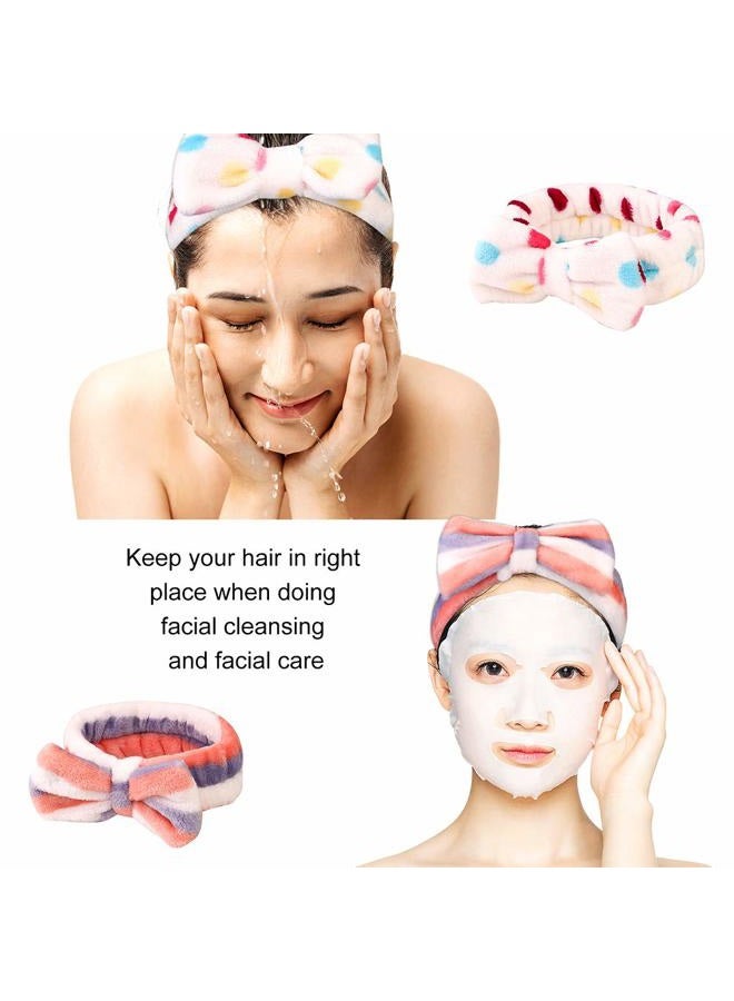 Hishexin 8 Pack Spa Bow Headbands, Coral Fleece Makeup Cosmetic Headband for Washing Face, Shower Terry Cloth Hair Band for Women Facial - Image 3