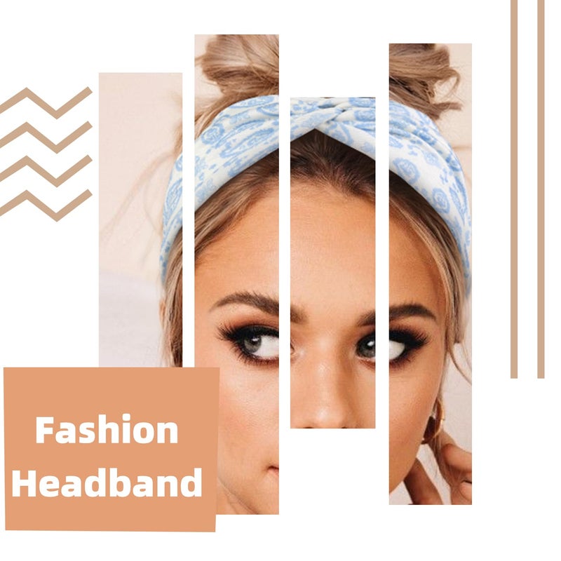 Tobeffect 8 Pcs Turban Headbands for Women, Boho Stretchy Hairbands Fashion Women's Headband Non-slip Big Large African Sport Workout Head Bands for Lady - Image 4