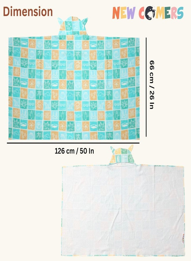 NEW COMERS® 100% Pure Cotton Waffle Hooded Wrapper - Baby Towel for New Born | Big Size 50cm x 26cm | Soft, Safe & Skin-Friendly | Perfect for Newborns 0-5 Years | Breathble Absorbant (Multicolor 1) - Image 5