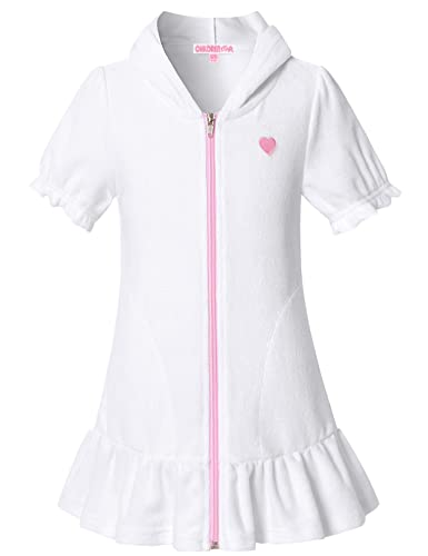CHILDRENSTAR Beach Cover up for Girls Terry Beach Cover-Up Hooded Zip Robe,Size 12 13 - Image 1