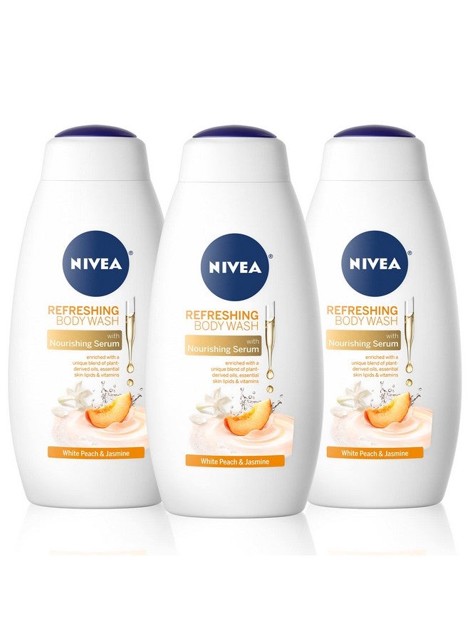 NIVEA White Peach and Jasmine Body Wash with Nourishing Serum, Pack of 3, 20 Fl Oz - Image 1