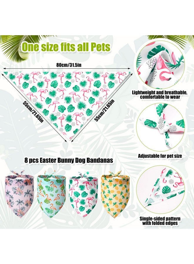 JaGely 8 Pcs Hawaiian Dog Bandana Party Headbands Set Cute Puppy Bibs Flamingo Pineapple Palm Tree Luau Head Boppers for Small Large Dogs Tropical Accessories Summer Beach Party Supplies - Image 3