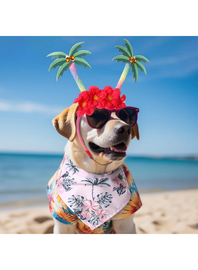 JaGely 8 Pcs Hawaiian Dog Bandana Party Headbands Set Cute Puppy Bibs Flamingo Pineapple Palm Tree Luau Head Boppers for Small Large Dogs Tropical Accessories Summer Beach Party Supplies - Image 4