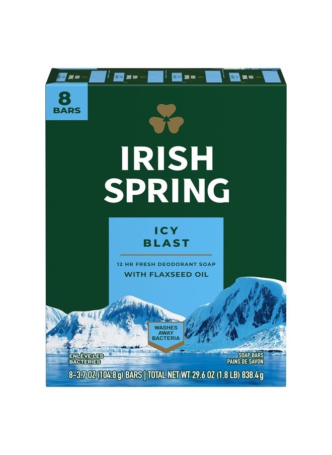 Irish Spring Icyblast Cool Refreshment Deodorant Soap Unisex Soap 8 Count (0737052216546)  - Image 1