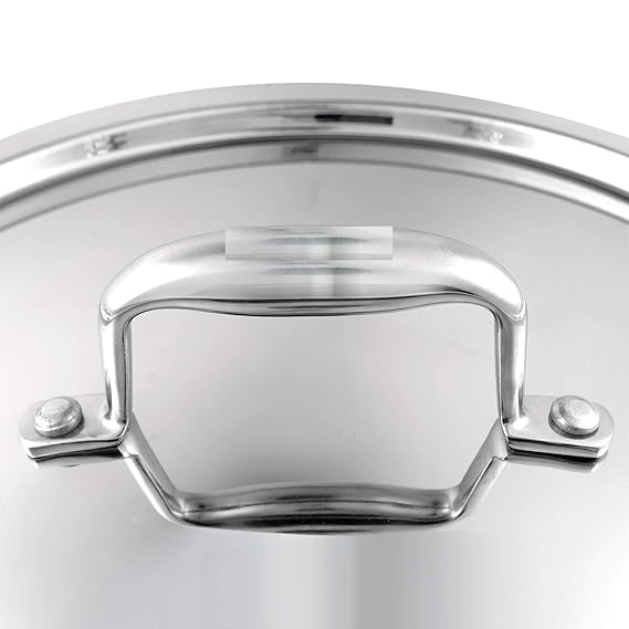 Shopsidex Platinum Triply Stainless Steel Kadai with Stainless Steel Lid 25 litres Capacity 24 cm Diameter with Riveted Handles Induction and Gas Stove Friendly - Image 4