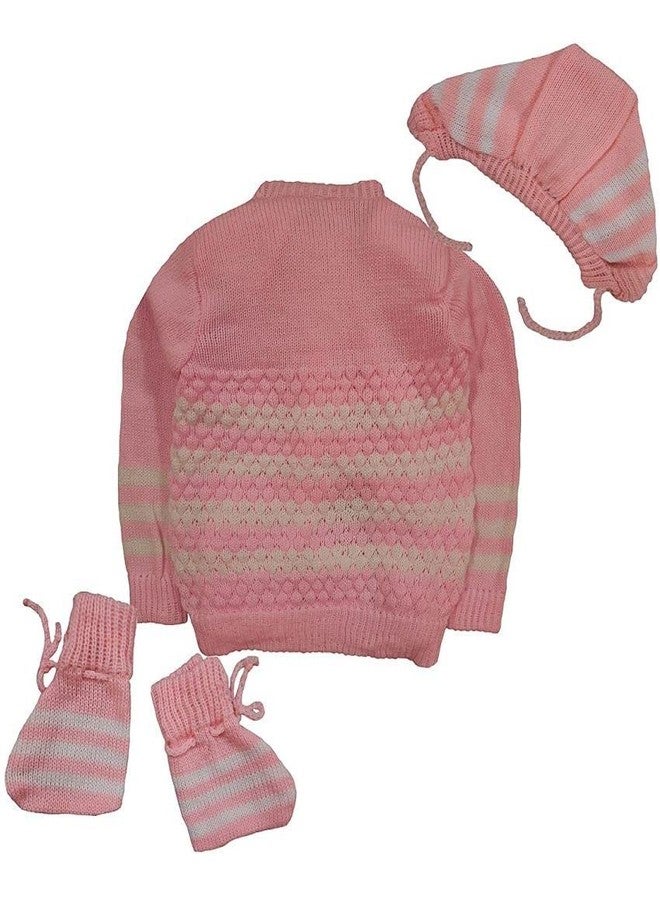 little PANDA Baby Sweater Baby Boy’s & Baby Girl’s Woolen Round Neck Long Sleeves Sweater, Cap & Booties Set - Image 2