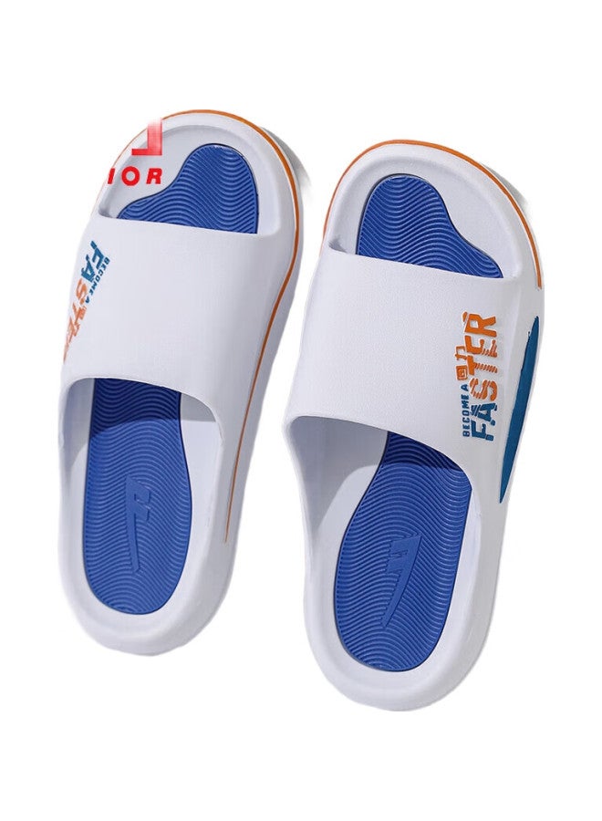 Pull Back Warrior Sports Slippers For Men, Bathroom Indoor Outdoor Shock-Absorbing Non-Slip Thick-Soled Sandals Hl39651 White And Blue Size 40-41 - Image 2
