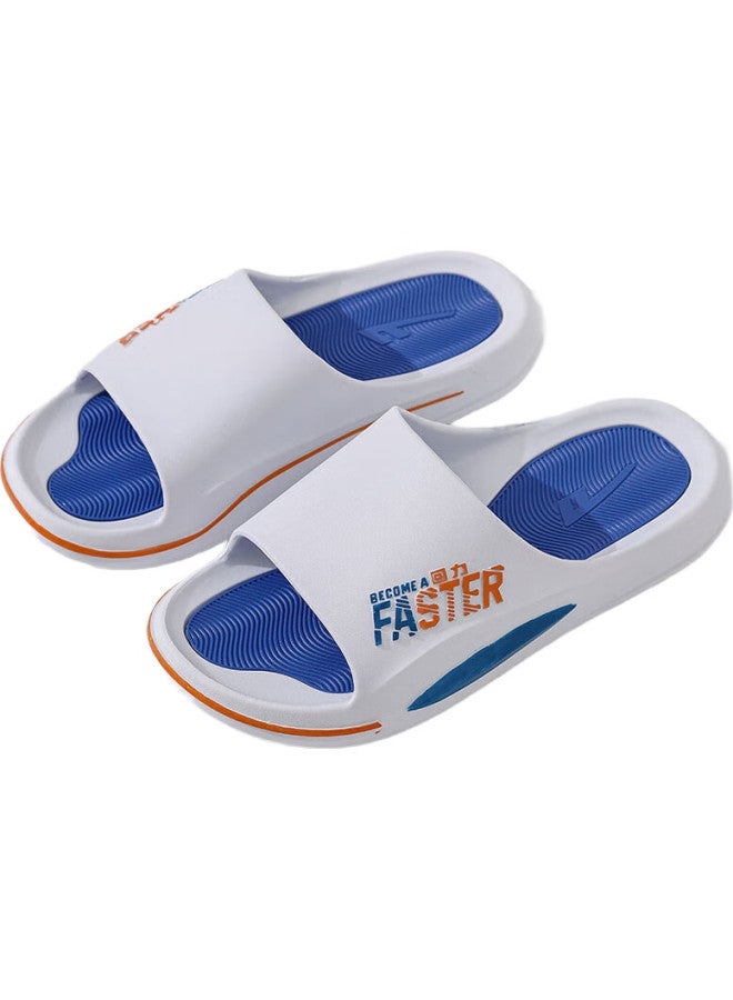 Pull Back Warrior Sports Slippers For Men, Bathroom Indoor Outdoor Shock-Absorbing Non-Slip Thick-Soled Sandals Hl39651 White And Blue Size 40-41 - Image 1