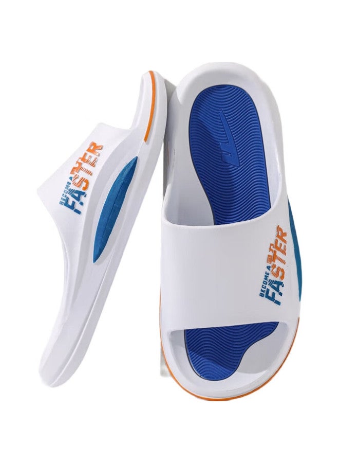 Pull Back Warrior Sports Slippers For Men, Bathroom Indoor Outdoor Shock-Absorbing Non-Slip Thick-Soled Sandals Hl39651 White And Blue Size 40-41 - Image 3