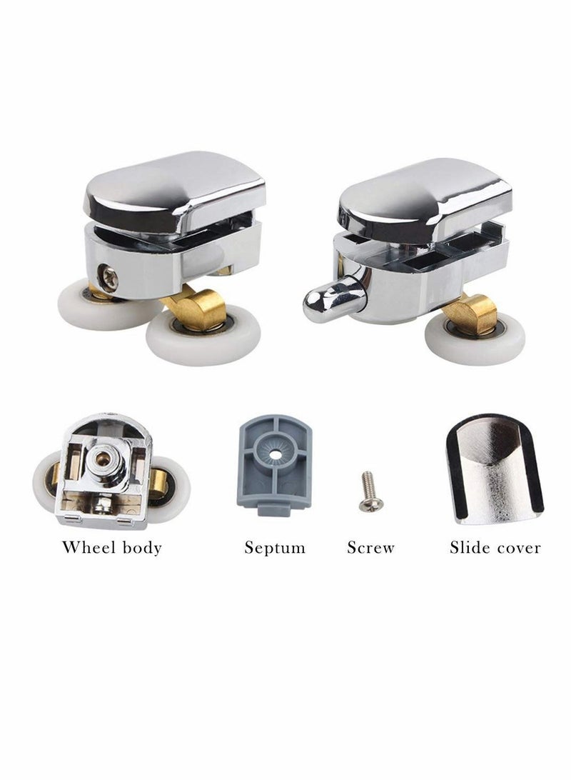 Shower Door Rollers, 4pcs Sliding Doors Wheels Replacement Roller Runner Wheel 2 Top  Bottom Chrome Plated fit Glass Holes 14mm - Image 4