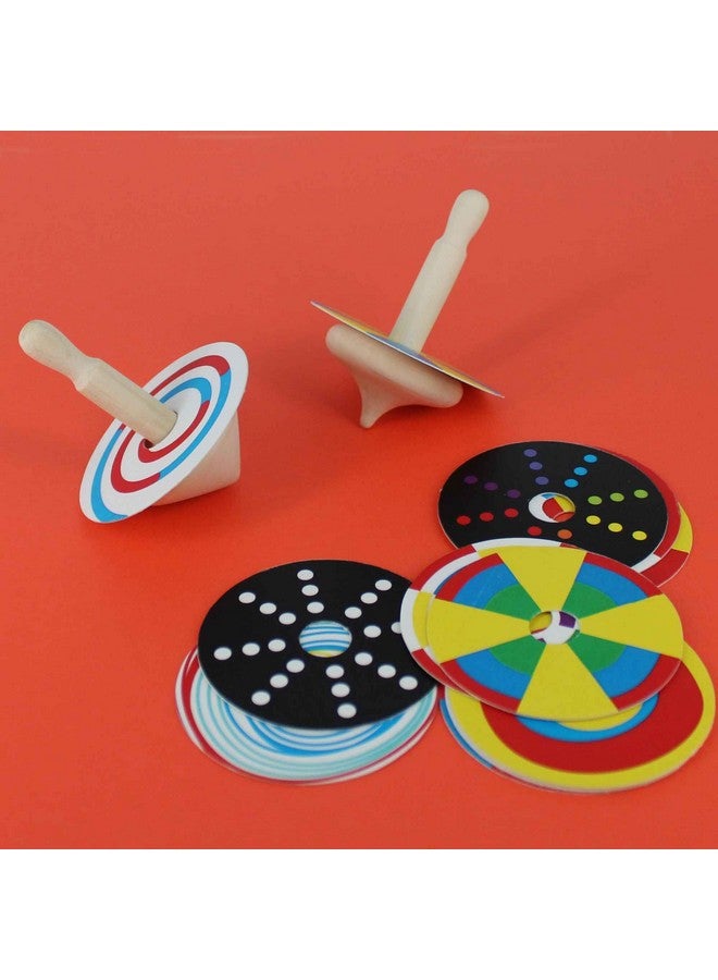 Shumee Wooden Spin Tops (Lattu/Buguri/Bongaram) with 2 Spin Tops 12 Patterned Discs (3 Years+) | Multicolor | Sensory Toys | Eco Friendly & Safe | Non Toxic | Indoor & Outdoor - Image 4