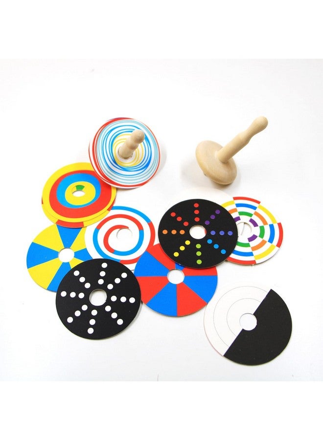 Shumee Wooden Spin Tops (Lattu/Buguri/Bongaram) with 2 Spin Tops 12 Patterned Discs (3 Years+) | Multicolor | Sensory Toys | Eco Friendly & Safe | Non Toxic | Indoor & Outdoor - Image 1