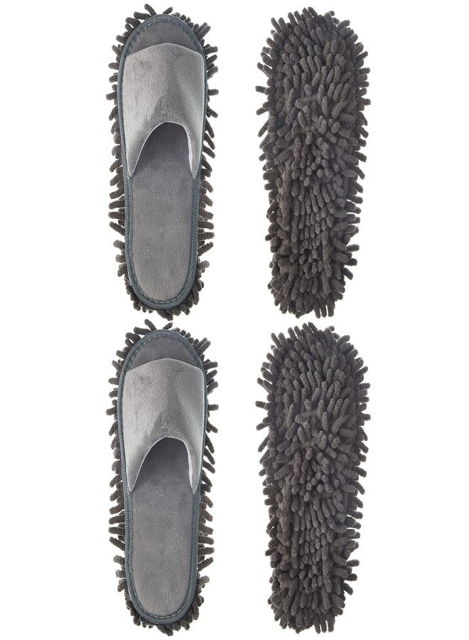 Jecery 2 Pairs Microfiber Cleaning Mop Slippers for Floor Cleaning House Mop Shoes Men and Women Washable Unisex Dusting Slippers Dirt Tool Supplies(Medium,Gray - Image 1