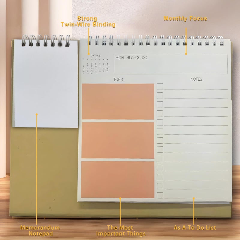 Ymumuda Small Desk Calendar 2026, Standing 2026 Desk Calendar, Jan 2026 to Dec 2026, 8" x 10", Monthly Flip Desktop Calendar with To Do List, Your Personal Desk Planner Orgazier with Pocket for Work Office - Image 5