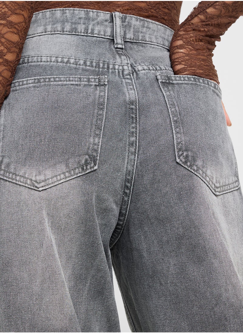 Ginger Mid Rise Straight Fit Jeans With Frayed Hem  - Image 5