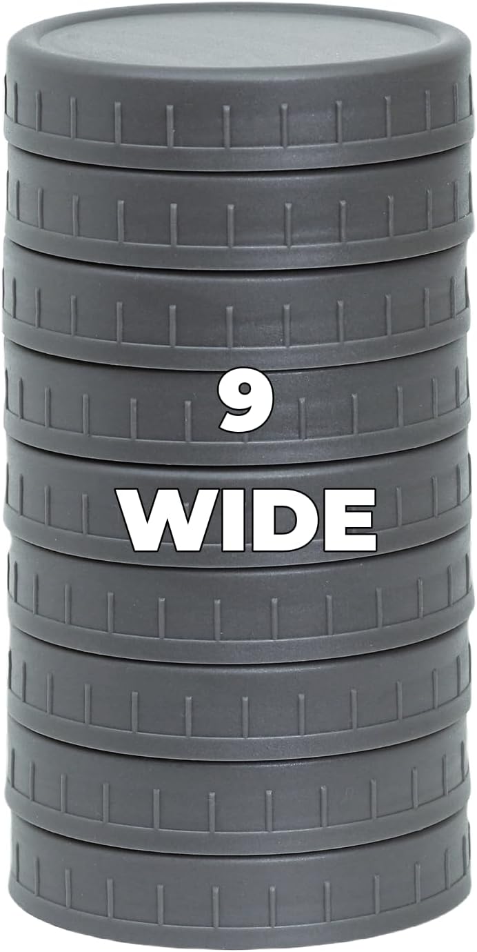 Bedgeta 9 Wide Mouth Mason Jar Lids with Silicone Ring,Thickened Leak-proof Lids Fit Ball,Kerr and More, 9 Gray Plastic, 86mm(Gray) - Image 1