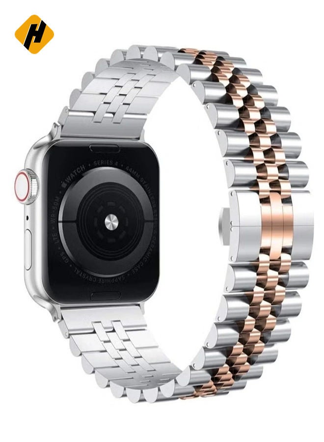 HuHa Replacement Band Compatible with Apple Watch 44mm / 42mm Stainless Steel Solid Strap Metal Bracelet for Apple Watch Series 7 6 5 4 3 2 SE (Silver  - Image 2