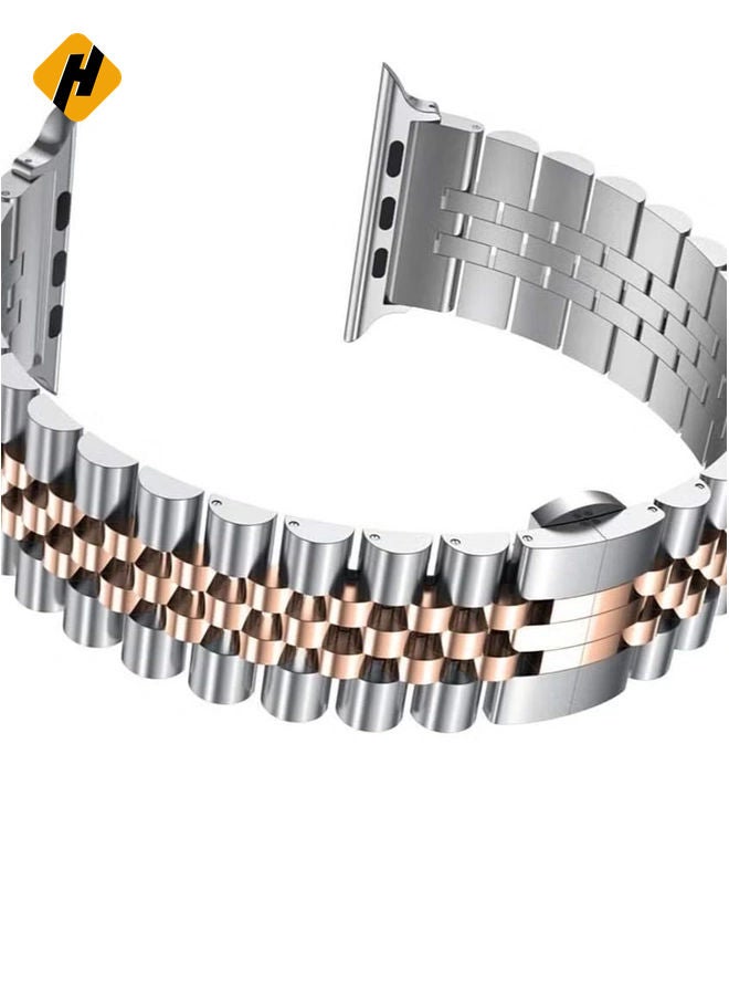 HuHa Replacement Band Compatible with Apple Watch 44mm / 42mm Stainless Steel Solid Strap Metal Bracelet for Apple Watch Series 7 6 5 4 3 2 SE (Silver  - Image 5