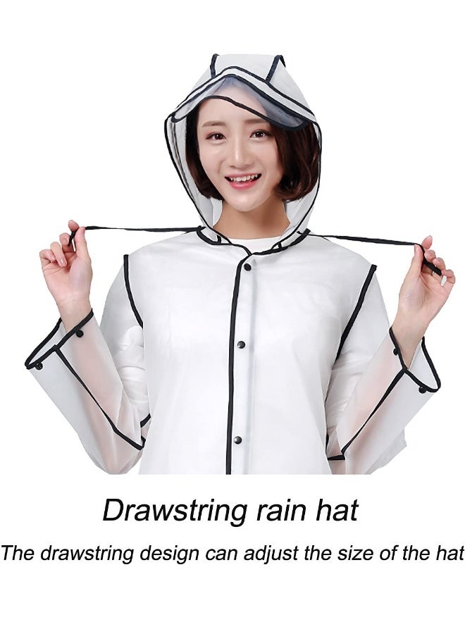 Generic Rain Poncho Adult Portable, Clear Raincoat Poncho Women and Men Long Sleeves Snap Reusable Rain Poncho with Hood Portable EVA for Travel Festivals Outdoors Mountaineering Family Fishing Emergency - Image 5